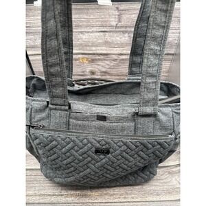 LUG Cabby GRAY Quilted RFID MULTi-POCKET ZiP SHOULDER BAG Water Bottle Slot